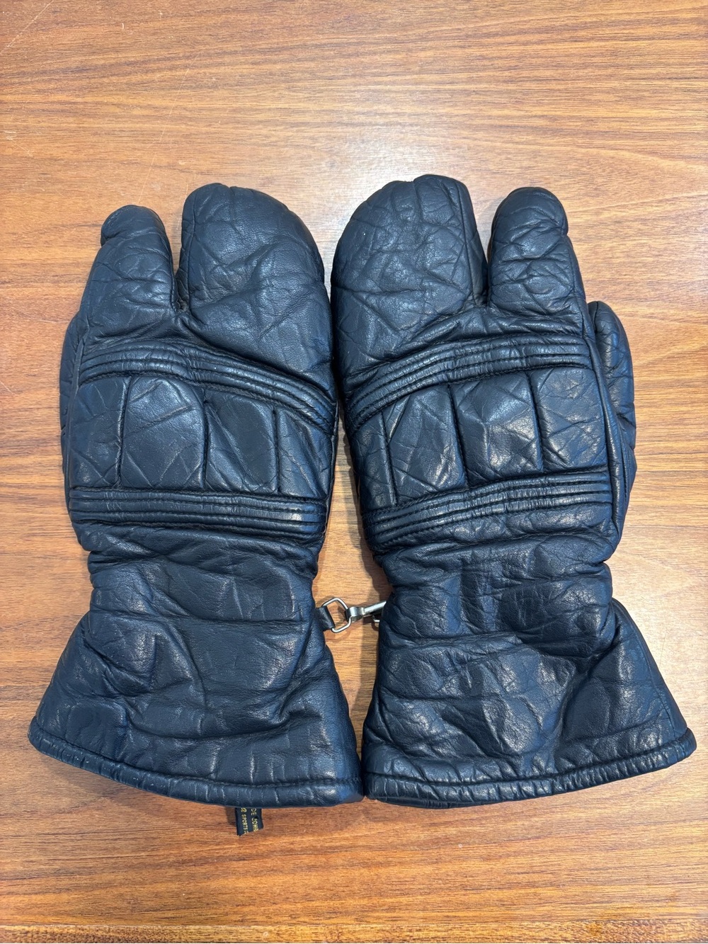 Vintage 70s Olympia Sports 3-Finger Cowhide Leather Trigger Mittens M Japan